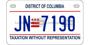JN7190  license plate in DC