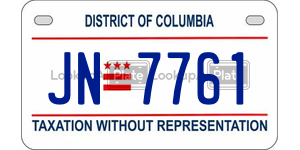 JN7761  license plate in DC