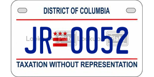 JR0052  license plate in DC