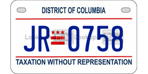 JR0758  license plate in DC