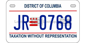 JR0768  license plate in DC