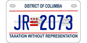 JR2073  license plate in DC