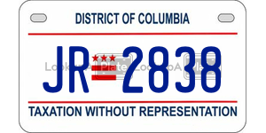 JR2838  license plate in DC