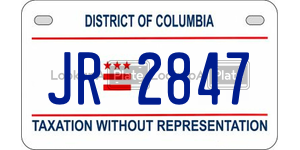 JR2847  license plate in DC