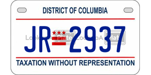 JR2937  license plate in DC