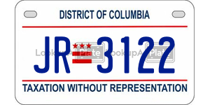JR3122  license plate in DC