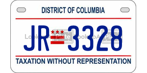 JR3328  license plate in DC