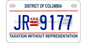 JR9177  license plate in DC