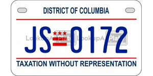 JS0172  license plate in DC