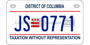 JS0771  license plate in DC
