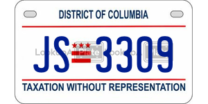 JS3309  license plate in DC
