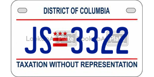 JS3322  license plate in DC