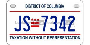 JS7342  license plate in DC