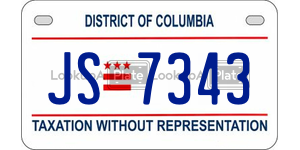 JS7343  license plate in DC