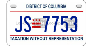 JS7753  license plate in DC