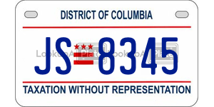 JS8345  license plate in DC