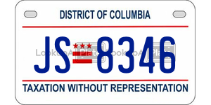JS8346  license plate in DC