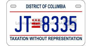 JT8335  license plate in DC