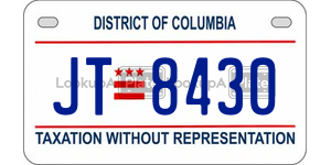 JT8430  license plate in DC