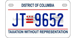 JT9652  license plate in DC
