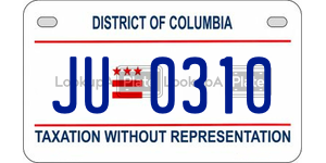 JU0310  license plate in DC
