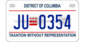 JU0354  license plate in DC
