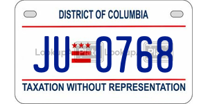 JU0768  license plate in DC