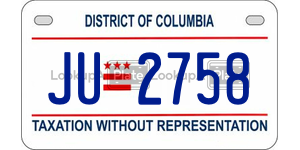 JU2758  license plate in DC