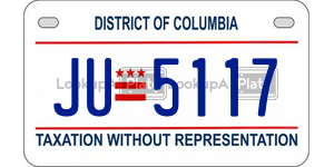 JU5117  license plate in DC