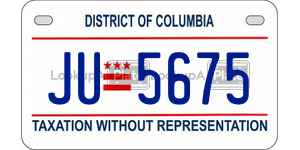JU5675  license plate in DC
