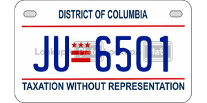 JU6501  license plate in DC