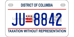 JU8842  license plate in DC
