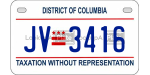 JV3416  license plate in DC