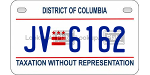 JV6162  license plate in DC