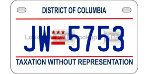 JW5753  license plate in DC