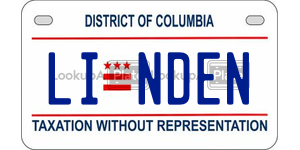 LINDEN  license plate in DC