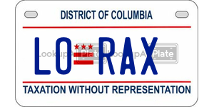 LORAX  license plate in DC