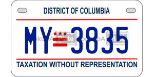 MY3835  license plate in DC
