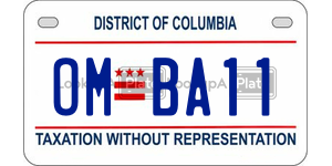 OMBA11 license plate in District of Columbia