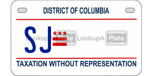SJ license plate in District of Columbia