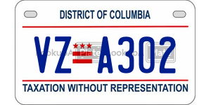 VZA302  license plate in DC