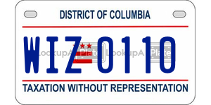 WIZ0110  license plate in DC