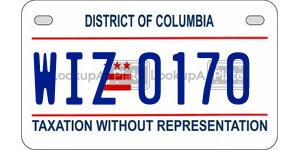 WIZ0170  license plate in DC