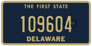 109604 license plate in Delaware
