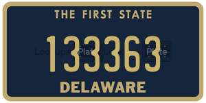 133363 license plate in Delaware