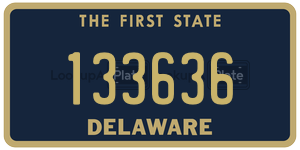 133636 license plate in Delaware