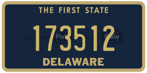 173512 license plate in Delaware
