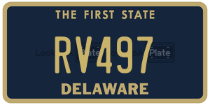 RV497 license plate in Delaware