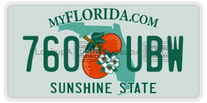 760UBW  license plate in FL