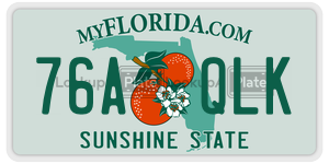 76AQLK license plate in Florida